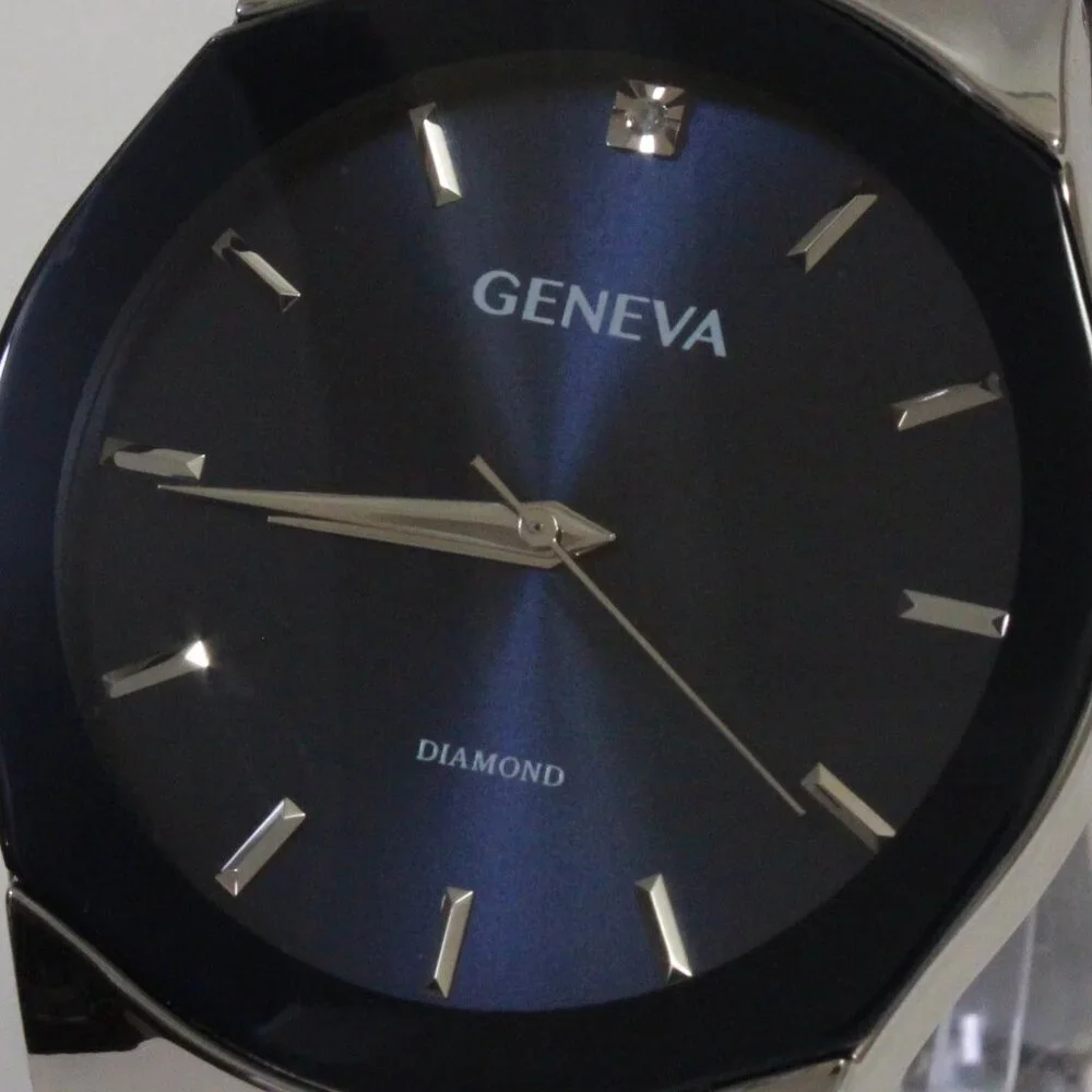 Geneva Men's Casual Quartz Watch Diamond At 12 Integrated Bracelet 42mm